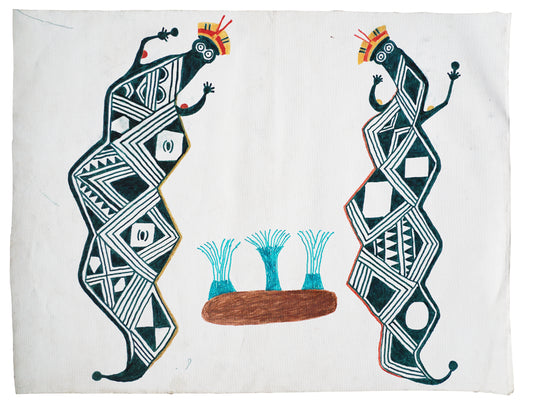 Selection of paintings by Kamo Waura, of the Upper Xingu territory